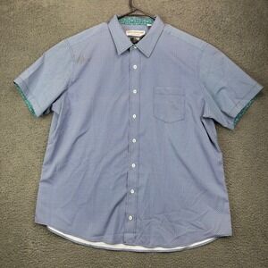 Nick Graham Everywhere Mens 2XL Blue Geometric Print Short‎ Sleeve Button Down